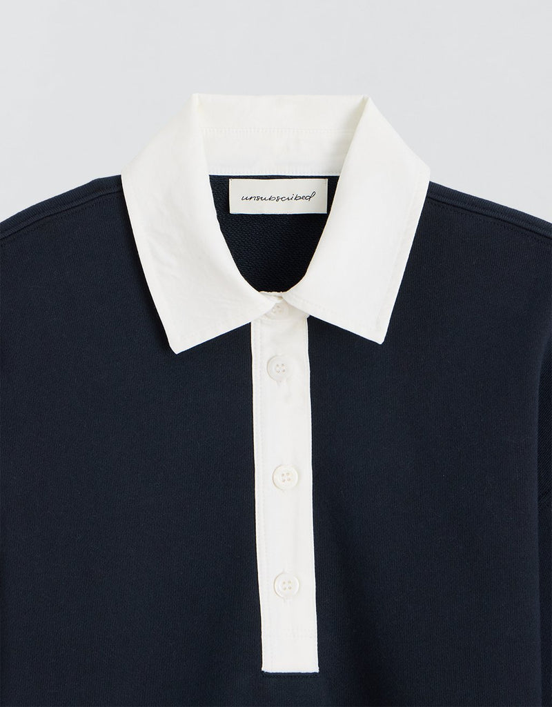 Unsubscribed French Terry Woven Collar Sweatshirt