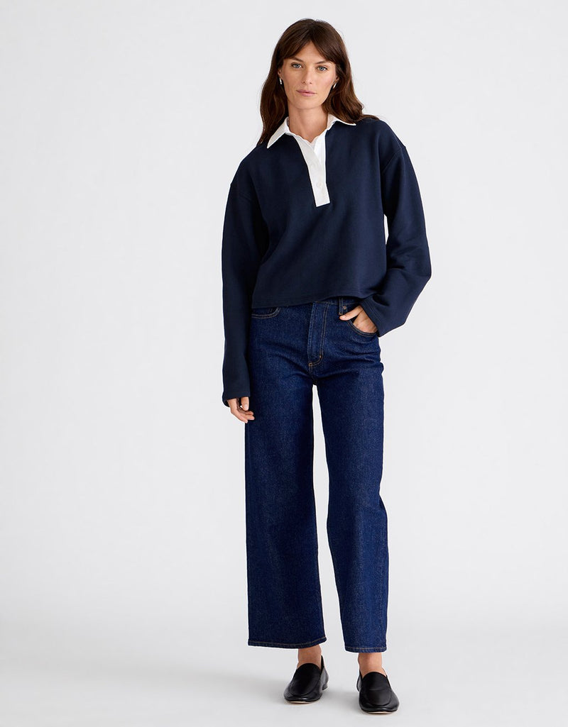 Unsubscribed French Terry Woven Collar Sweatshirt