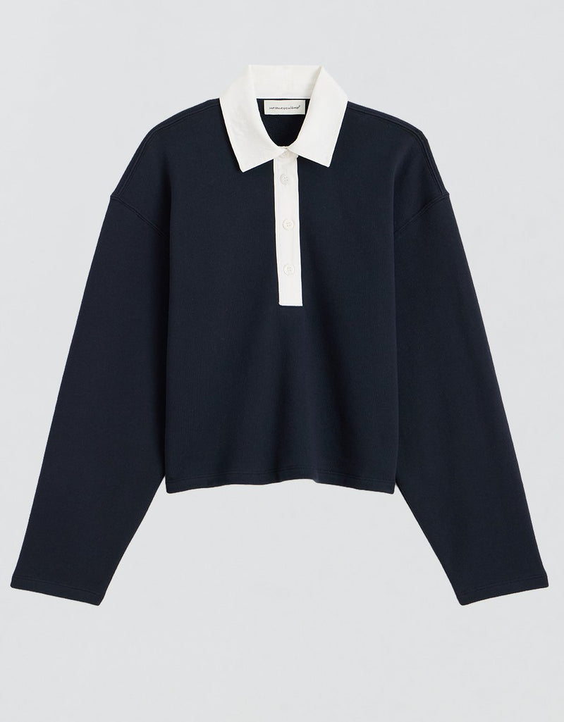 Unsubscribed French Terry Woven Collar Sweatshirt