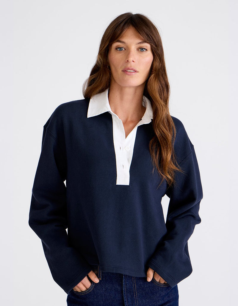 Unsubscribed French Terry Woven Collar Sweatshirt
