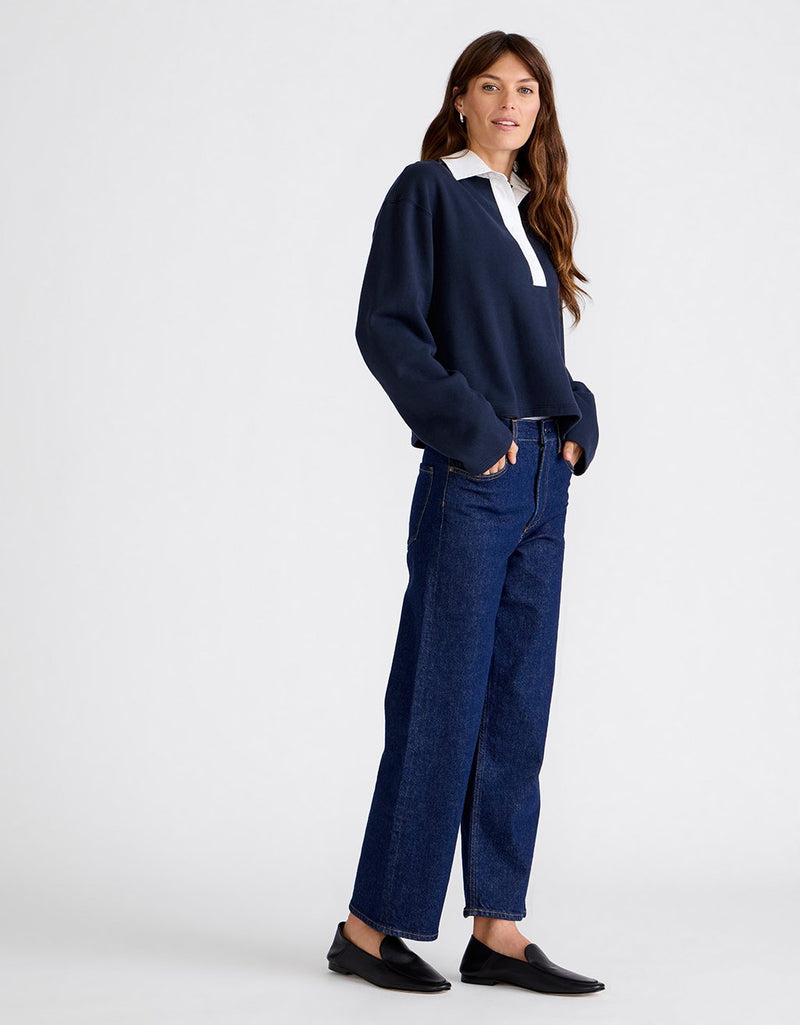 Unsubscribed French Terry Woven Collar Sweatshirt