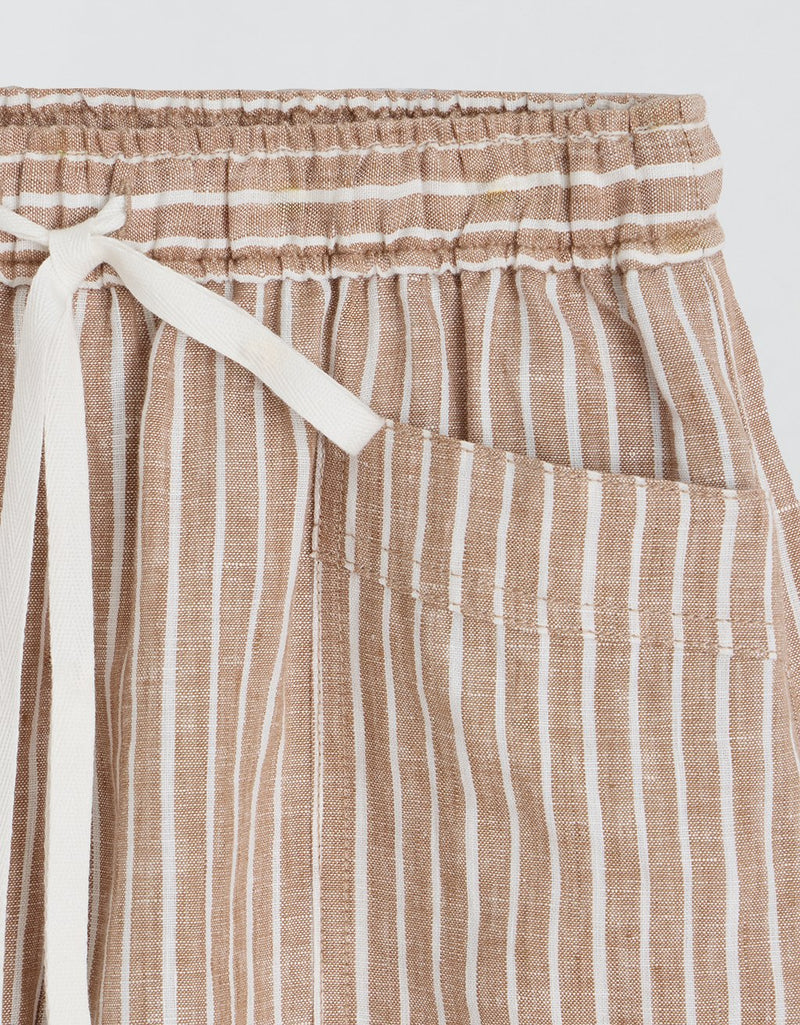 Unsubscribed Beach Short in Linen Stripe