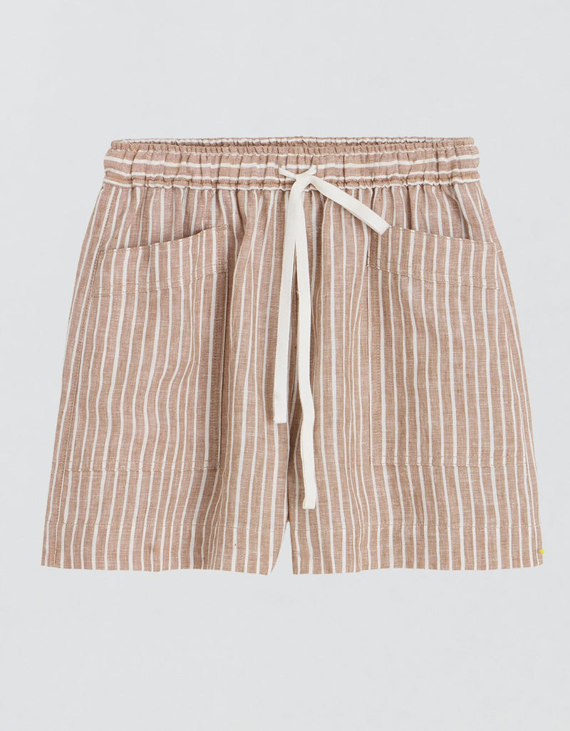 Unsubscribed Beach Short in Linen Stripe
