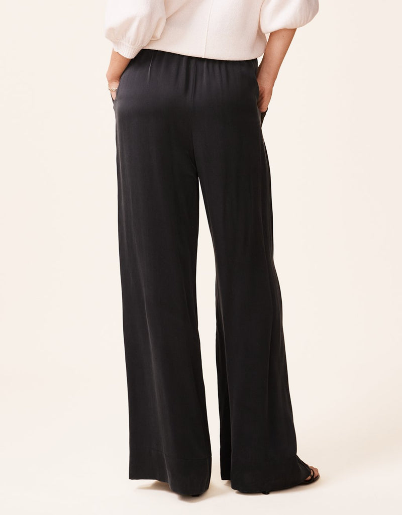 unsubscribed silk charmeuse wide leg pant