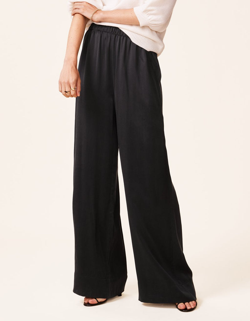 unsubscribed silk charmeuse wide leg pant