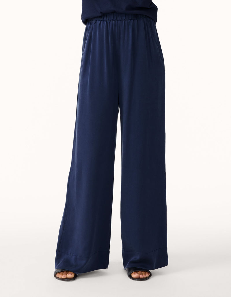 unsubscribed silk charmeuse wide leg pant