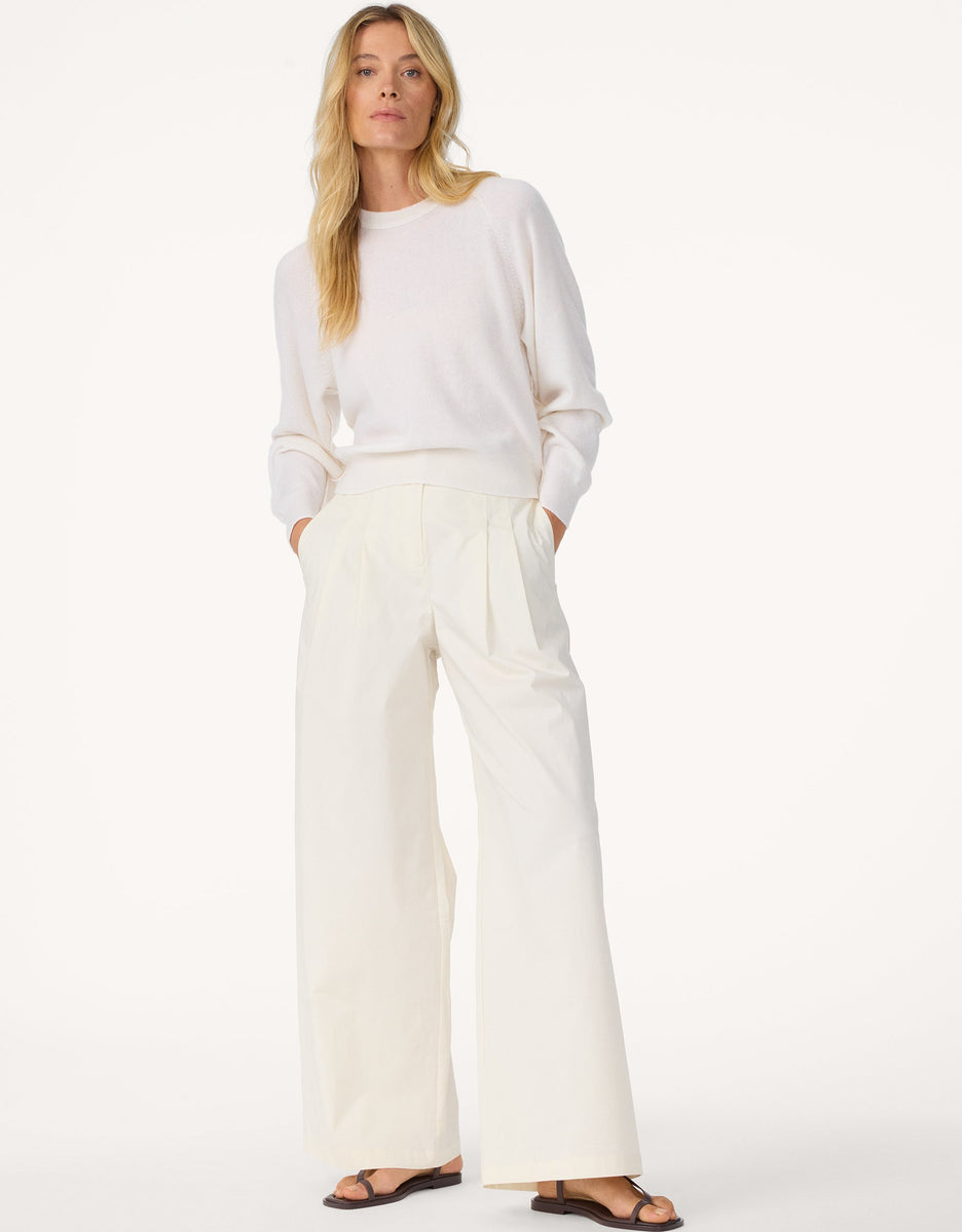 Unsubscribed Clean Poplin Wide Leg Pant in Soft Muslin