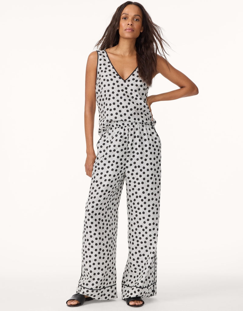 unsubscribed silk jacquard wide leg pant