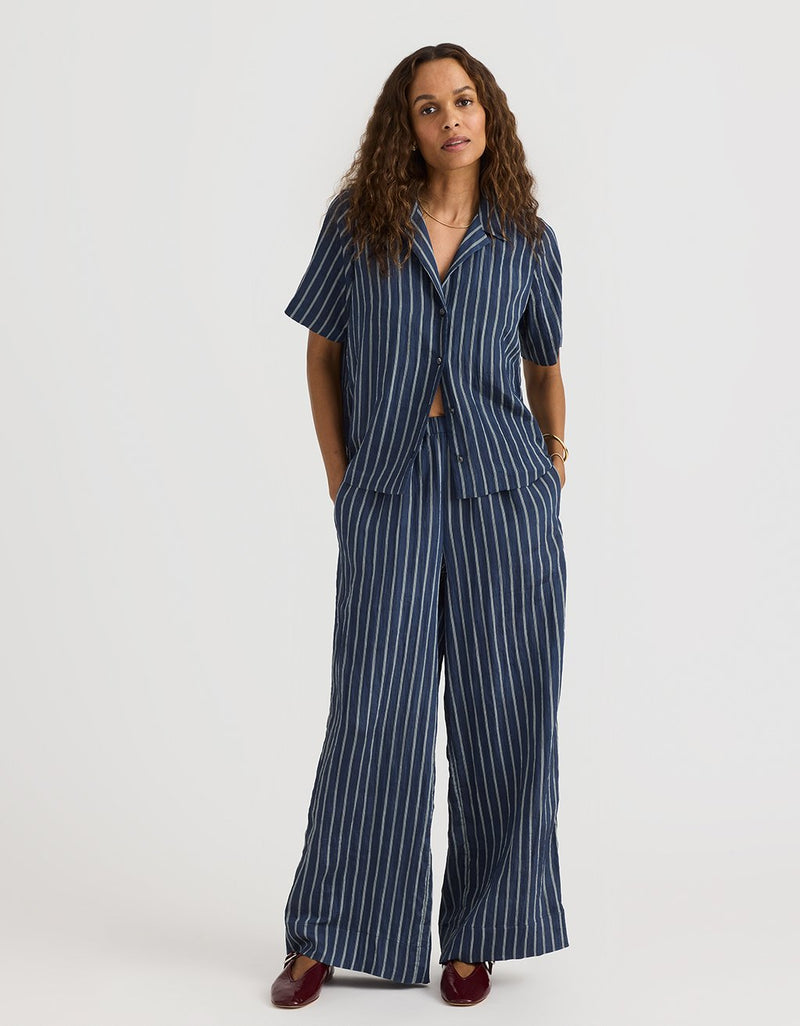 Unsubscribed Crinkle Striped Wide Leg Pant