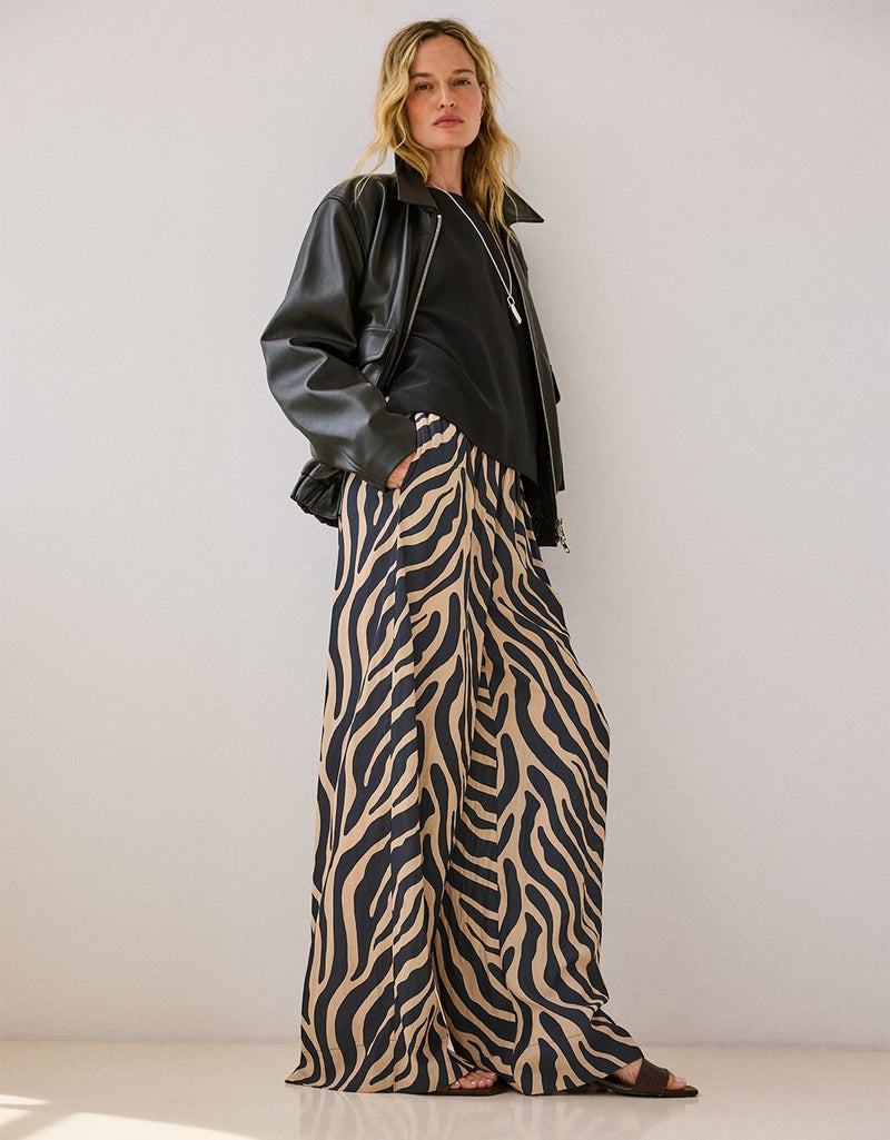 Unsubscribed Wide Leg Pant in Zebra Print