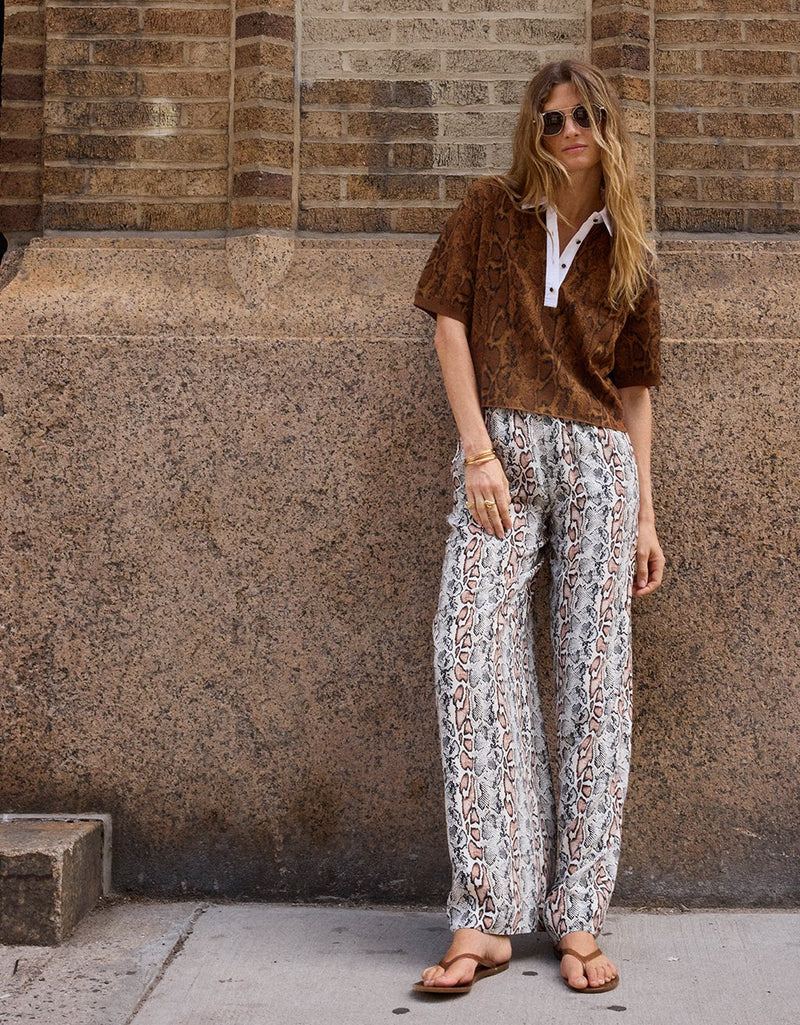 Unsubscribed Wide Leg Pant in Snake Print