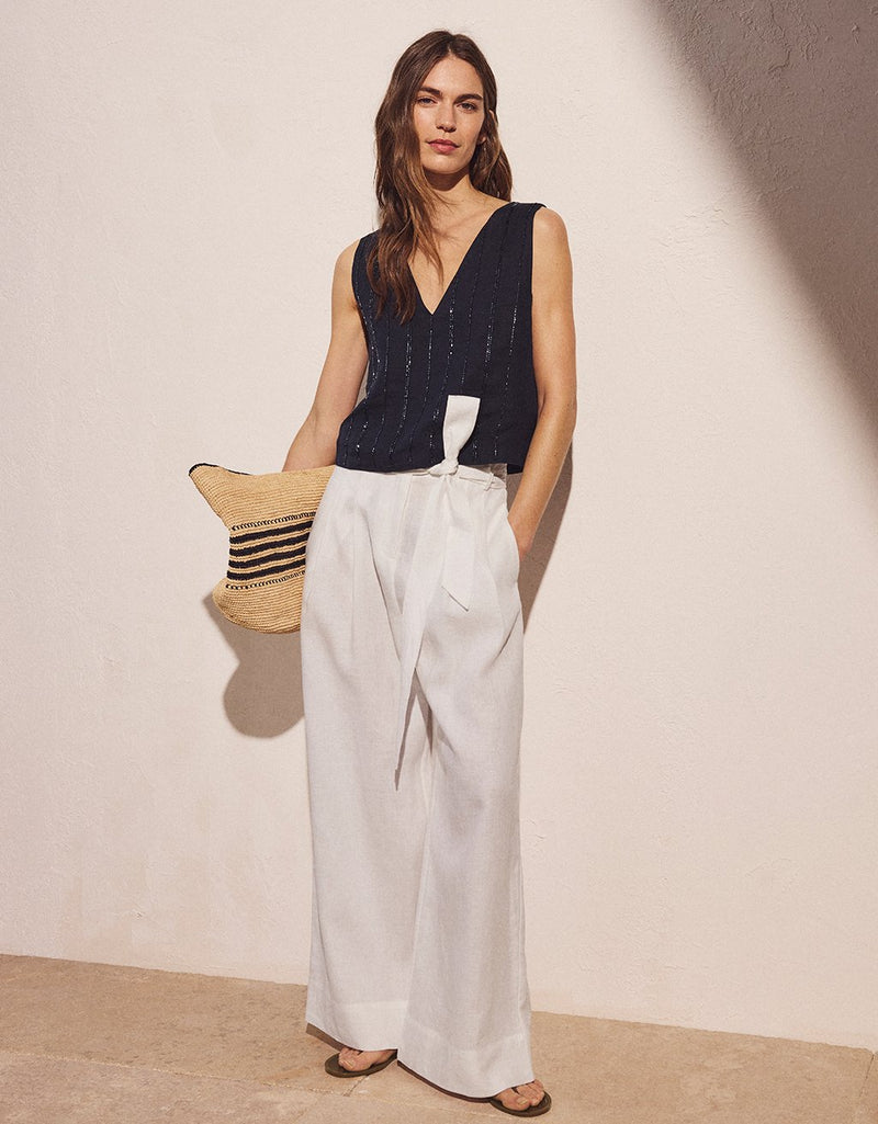 Unsubscribed Belted Linen Pant