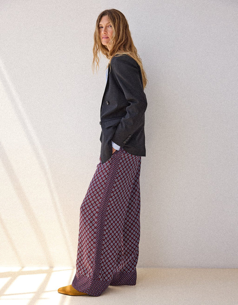 Unsubscribed Silk Wide Leg Pant in Foulard Print