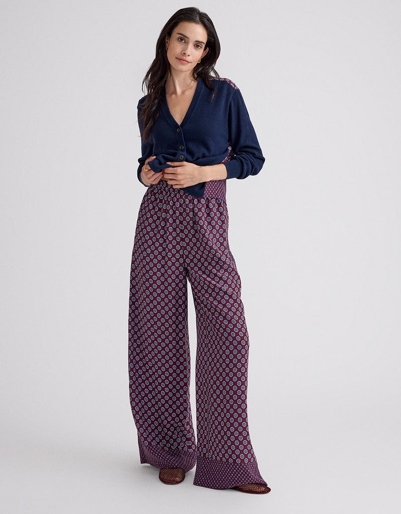 Unsubscribed Silk Wide Leg Pant in Foulard Print