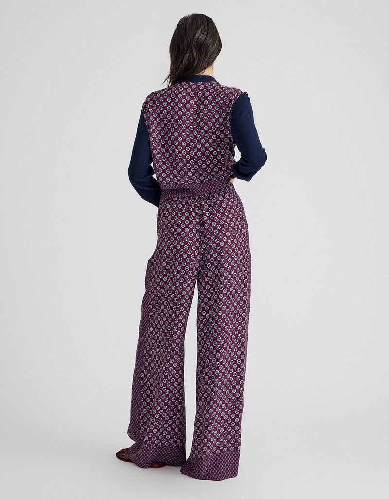 Unsubscribed Silk Wide Leg Pant in Foulard Print