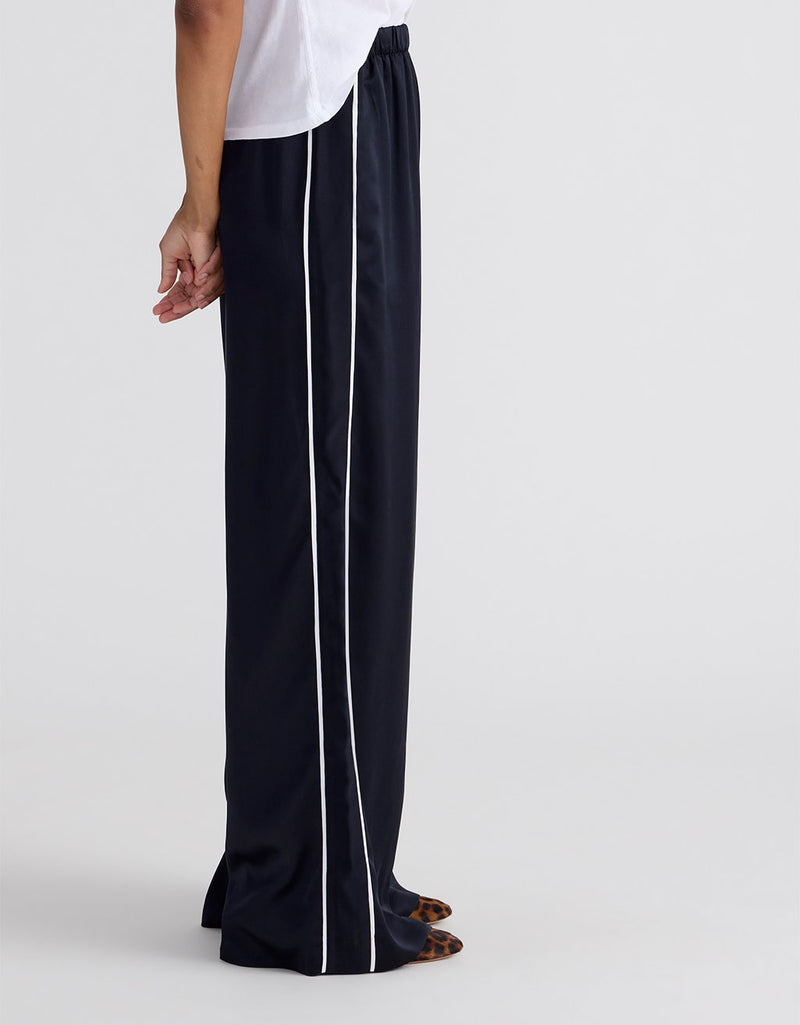 Unsubscribed Side Stripe Silk Wide Leg Pant