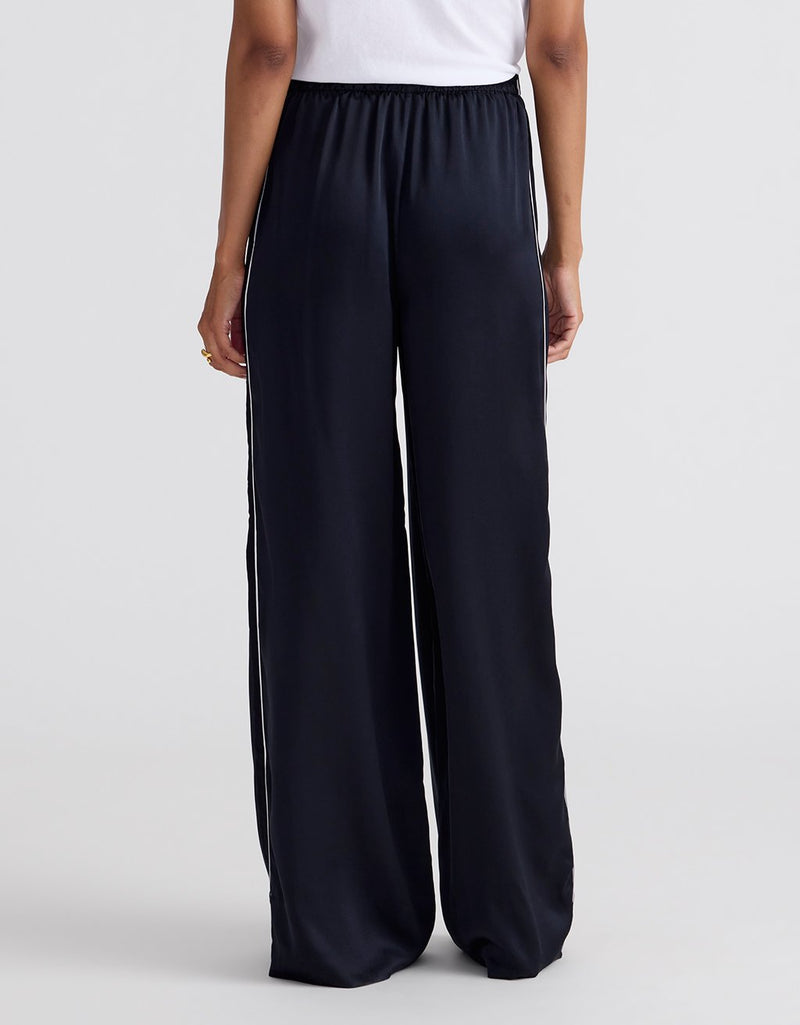 Unsubscribed Side Stripe Silk Wide Leg Pant