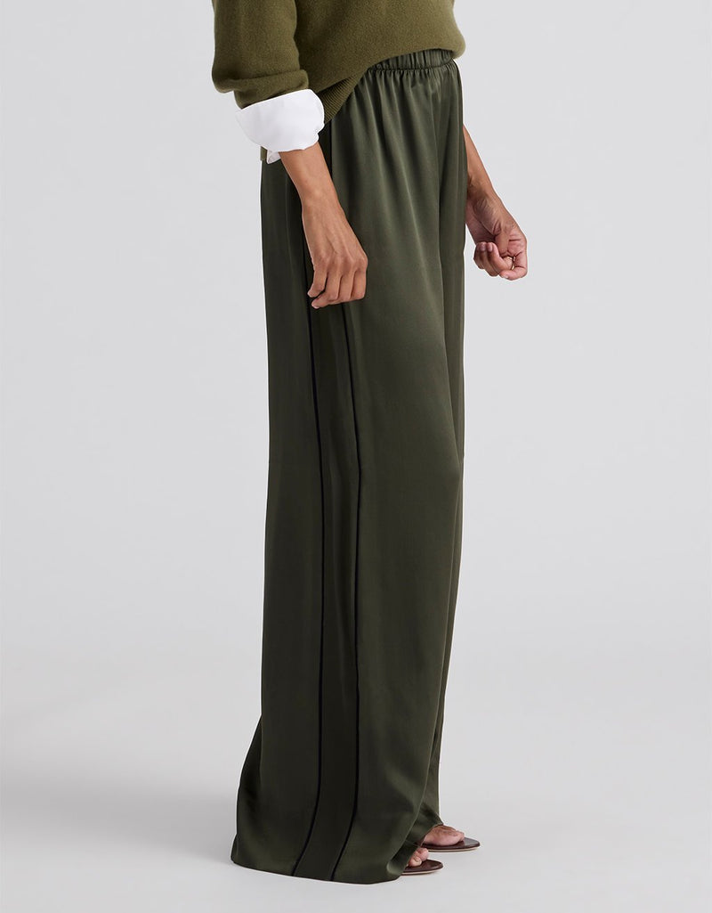 Unsubscribed Side Stripe Silk Wide Leg Pant
