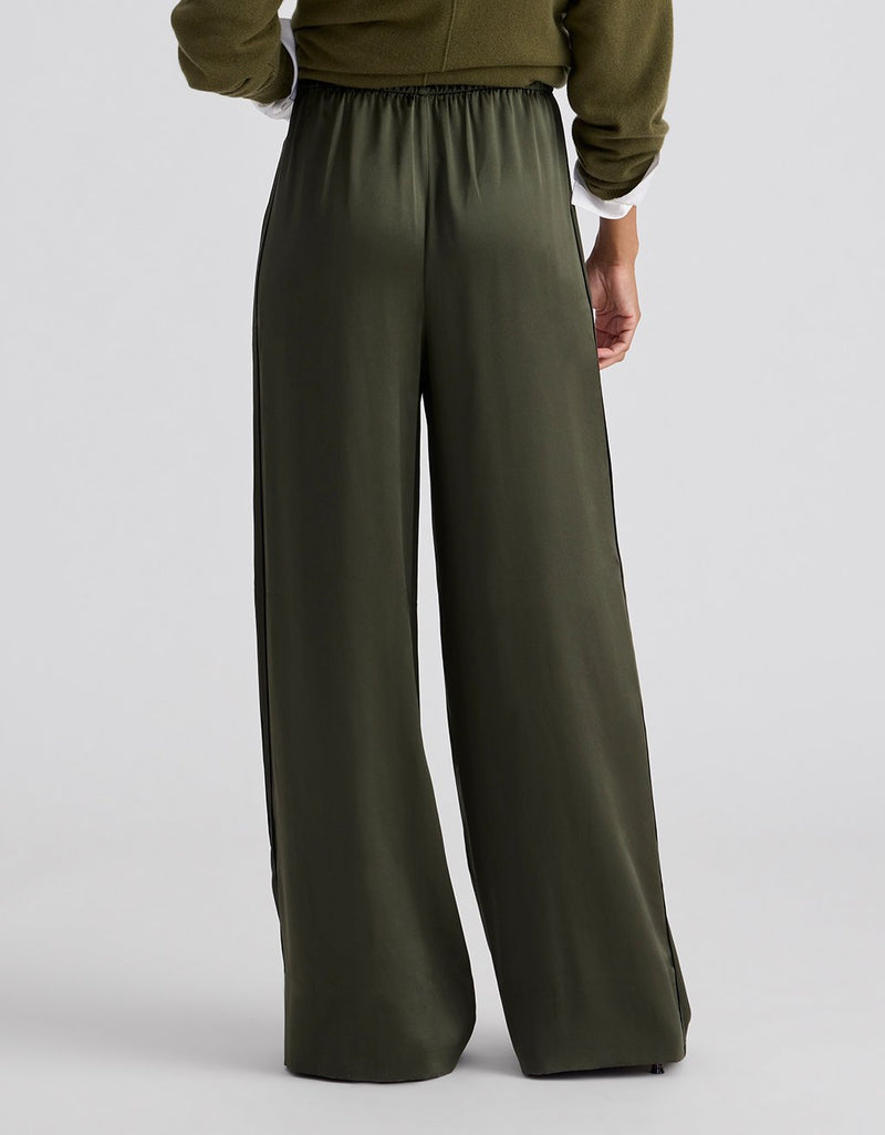 Unsubscribed Side Stripe Silk Wide Leg Pant