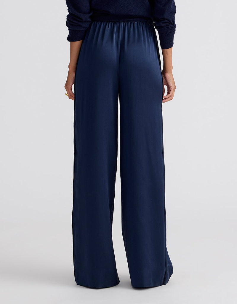 Unsubscribed Side Stripe Silk Wide Leg Pant