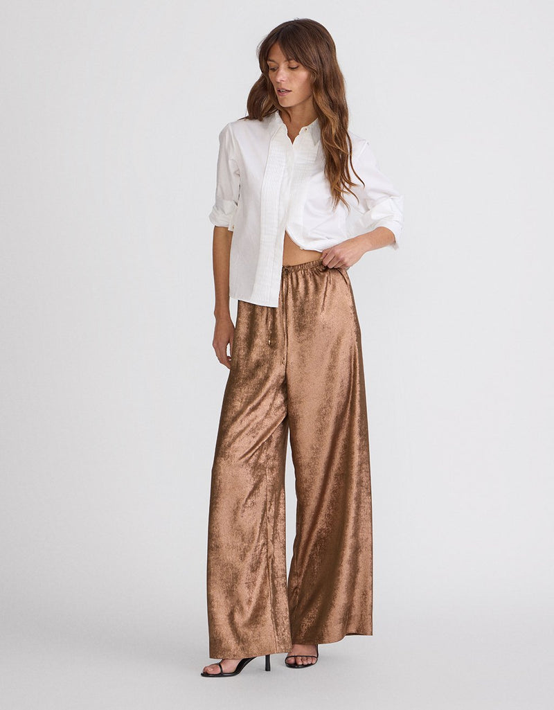 Unsubscribed Metallic Georgette Wide Leg Pant