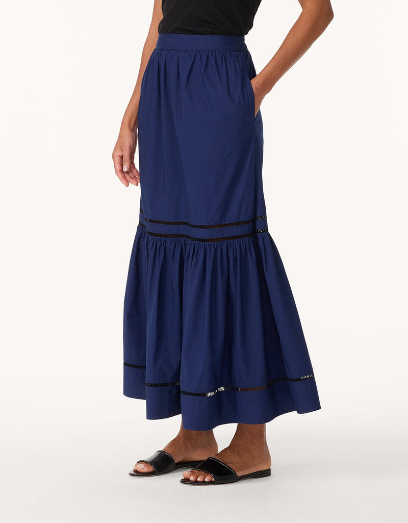 unsubscribed poplin tiered skirt