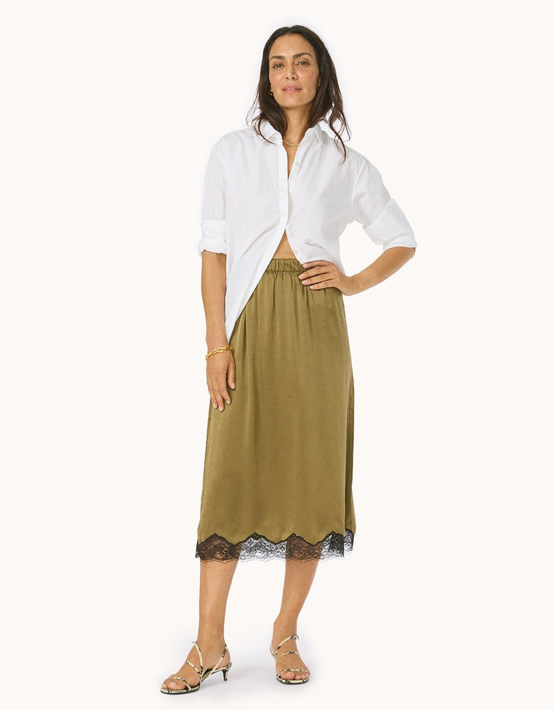 Unsubscribed Silk Lace Skirt