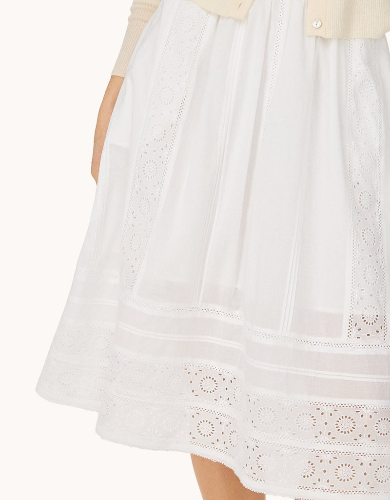 unsubscribed embroidered cotton voile skirt