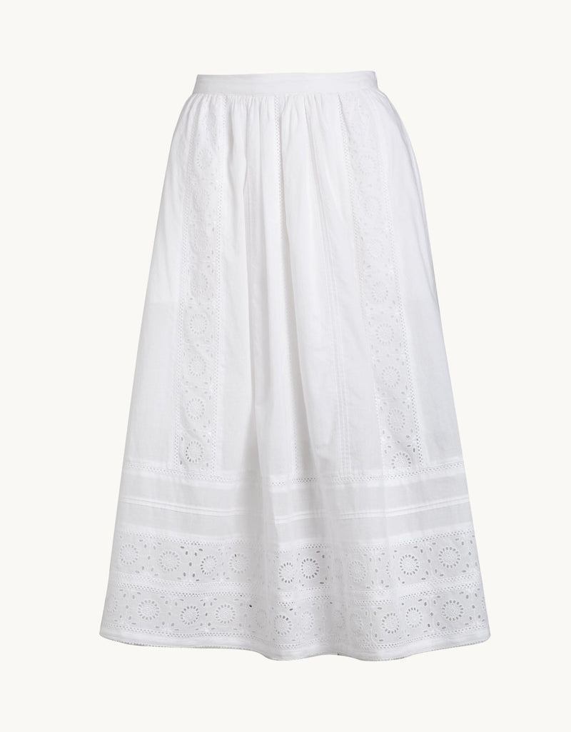 unsubscribed embroidered cotton voile skirt