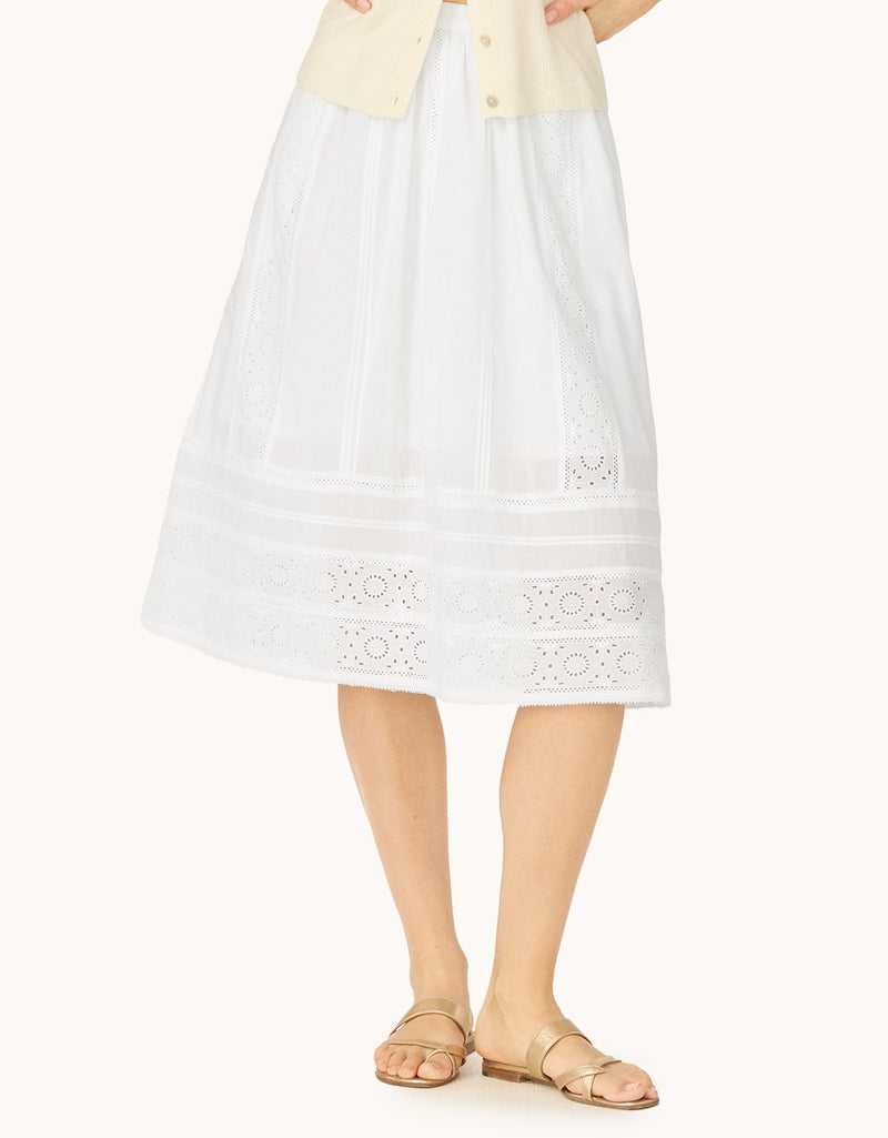 unsubscribed embroidered cotton voile skirt