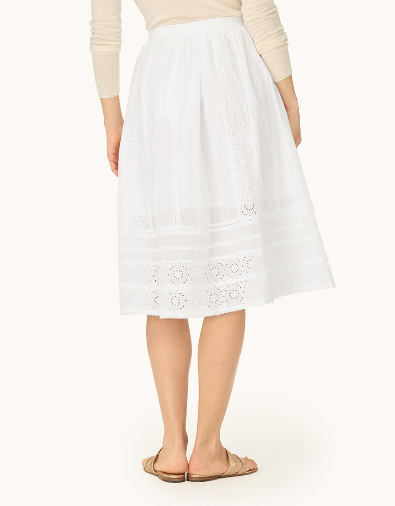 unsubscribed embroidered cotton voile skirt
