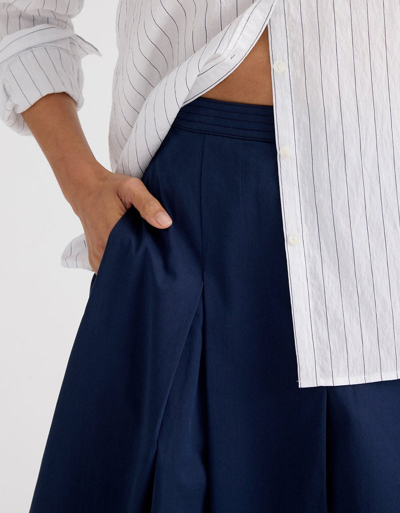 Unsubscribed Sateen Pleated Midi Skirt