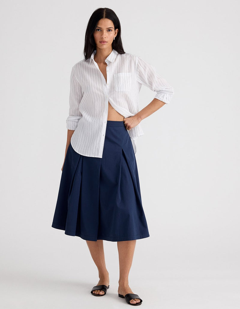 Unsubscribed Sateen Pleated Midi Skirt