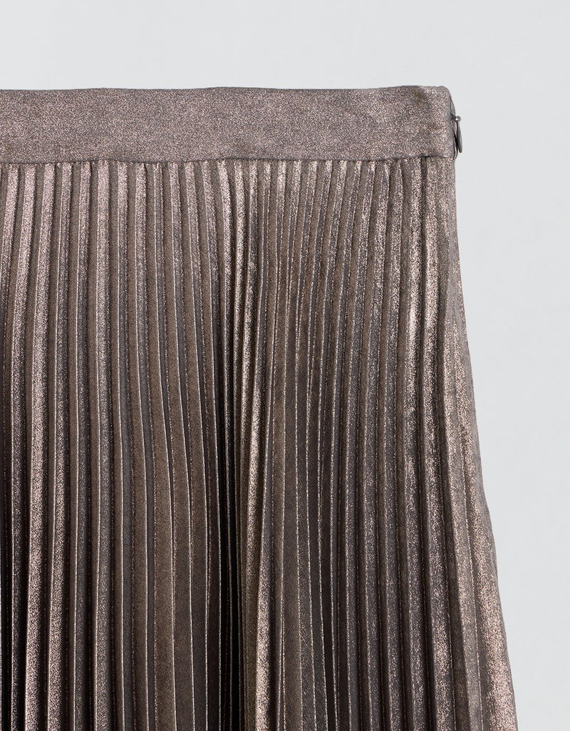Unsubscribed Pleated Metallic Skirt