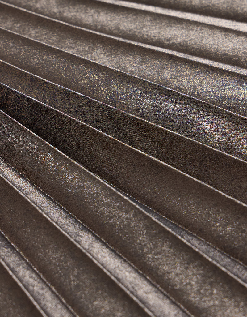 Unsubscribed Pleated Metallic Skirt