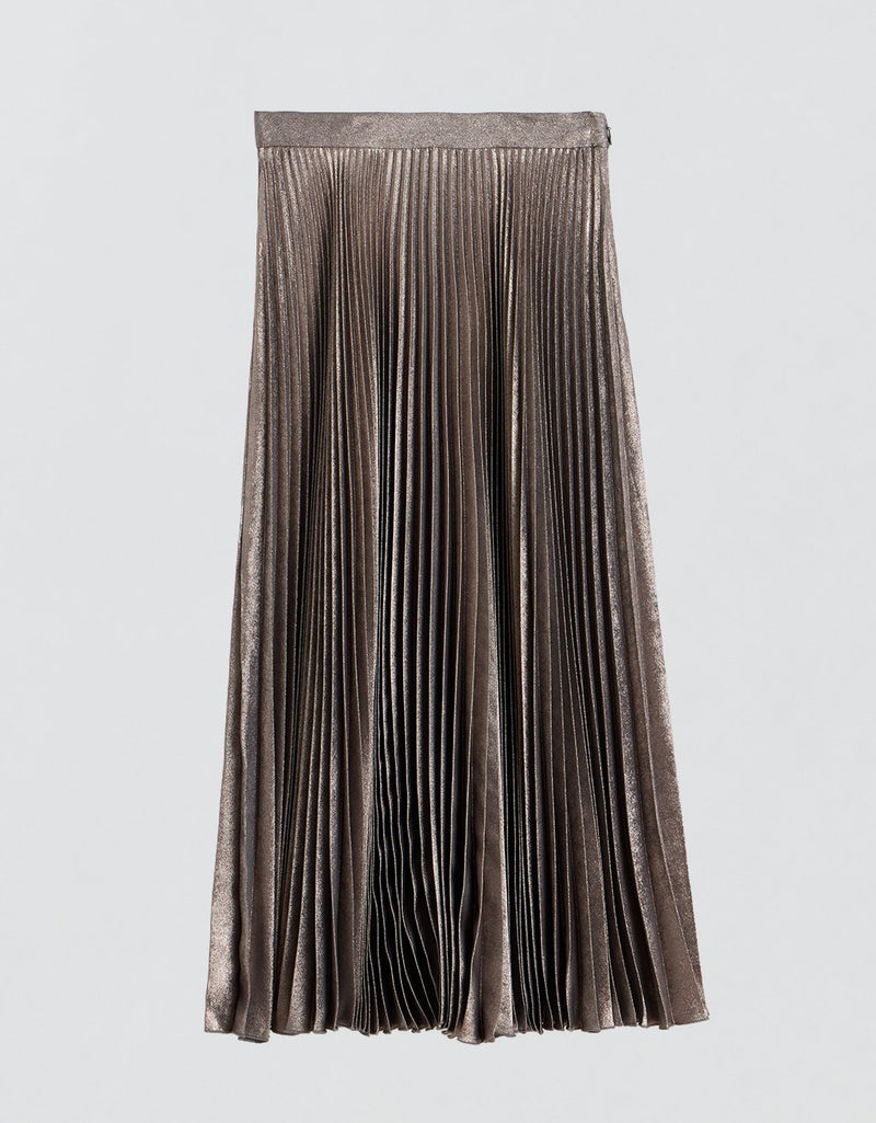 Unsubscribed Pleated Metallic Skirt