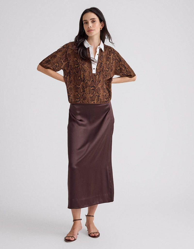 Unsubscribed Silk Midi Column Skirt