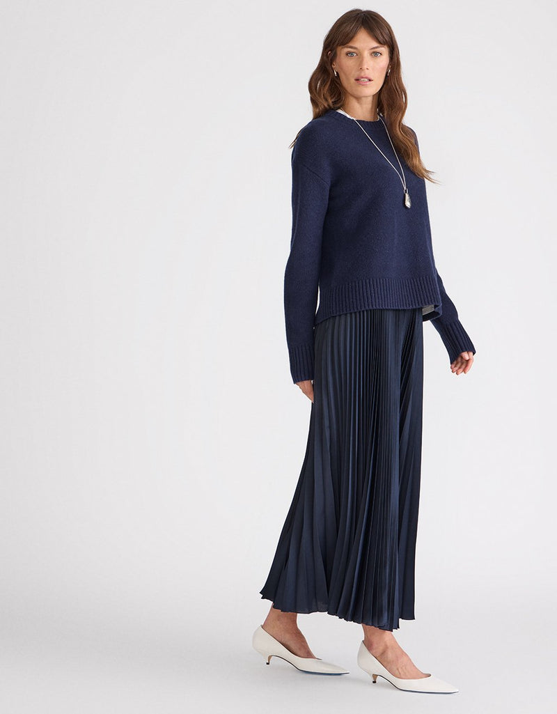 Unsubscribed Satin Pleated Maxi Skirt
