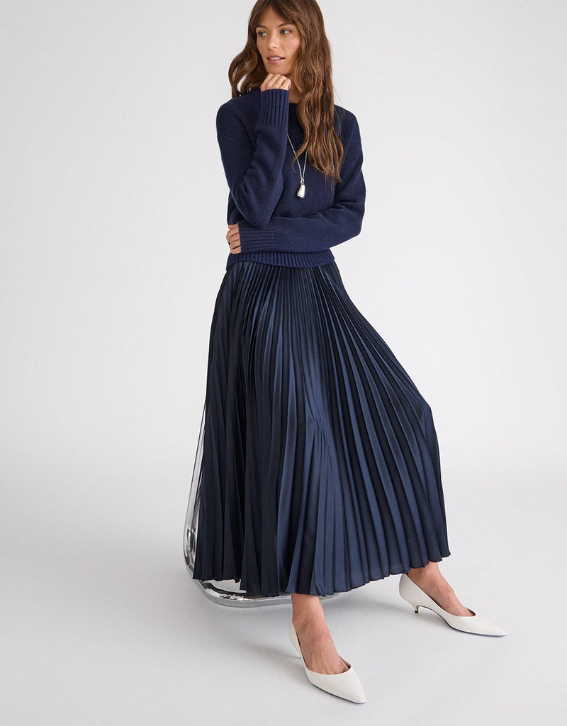 Unsubscribed Satin Pleated Maxi Skirt