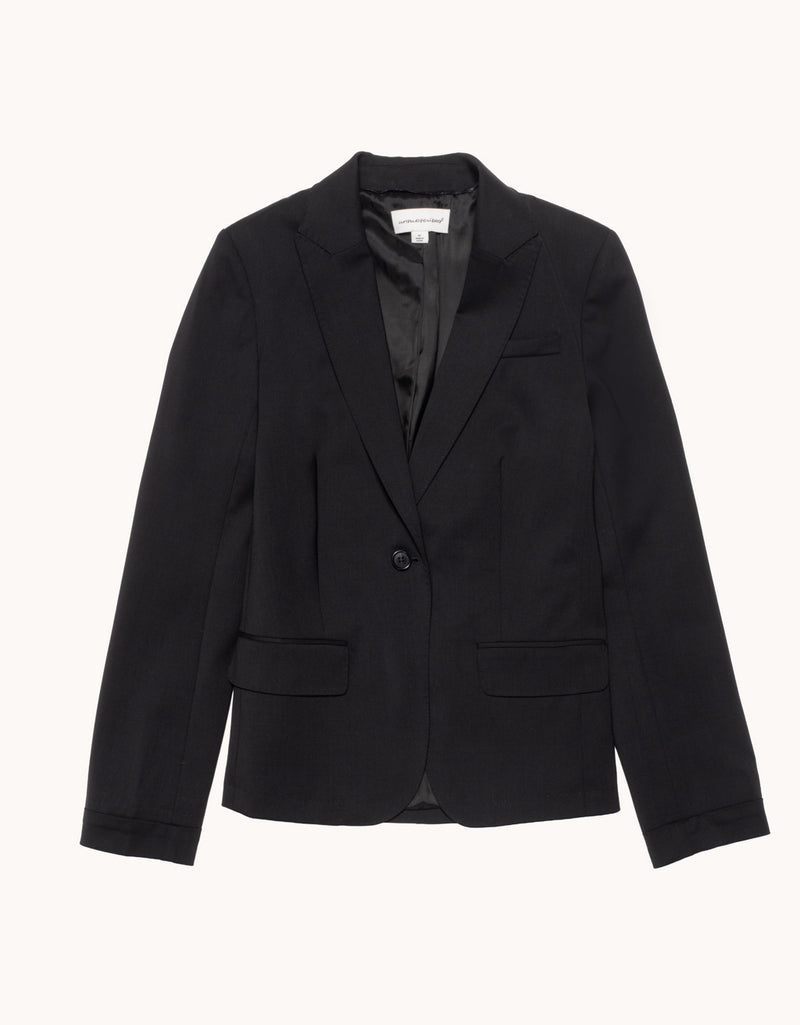 Black blazer on a light gray background