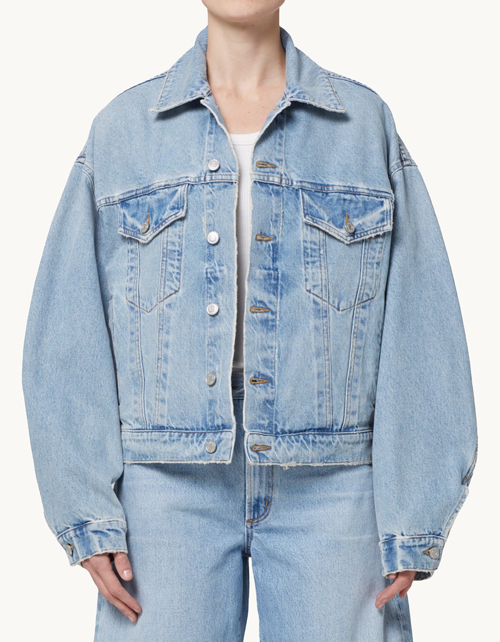 agolde dalton balloon jacket in Light Wash – unsubscribed