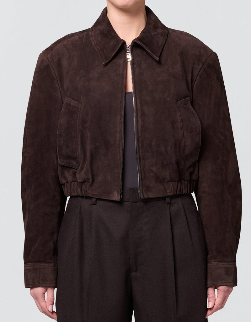 Agolde Nahla Cropped Suede Jacket