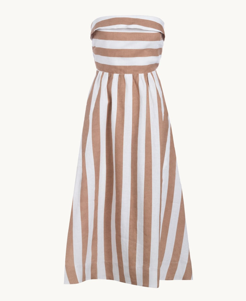 Unsubscribed Strapless Linen Dress