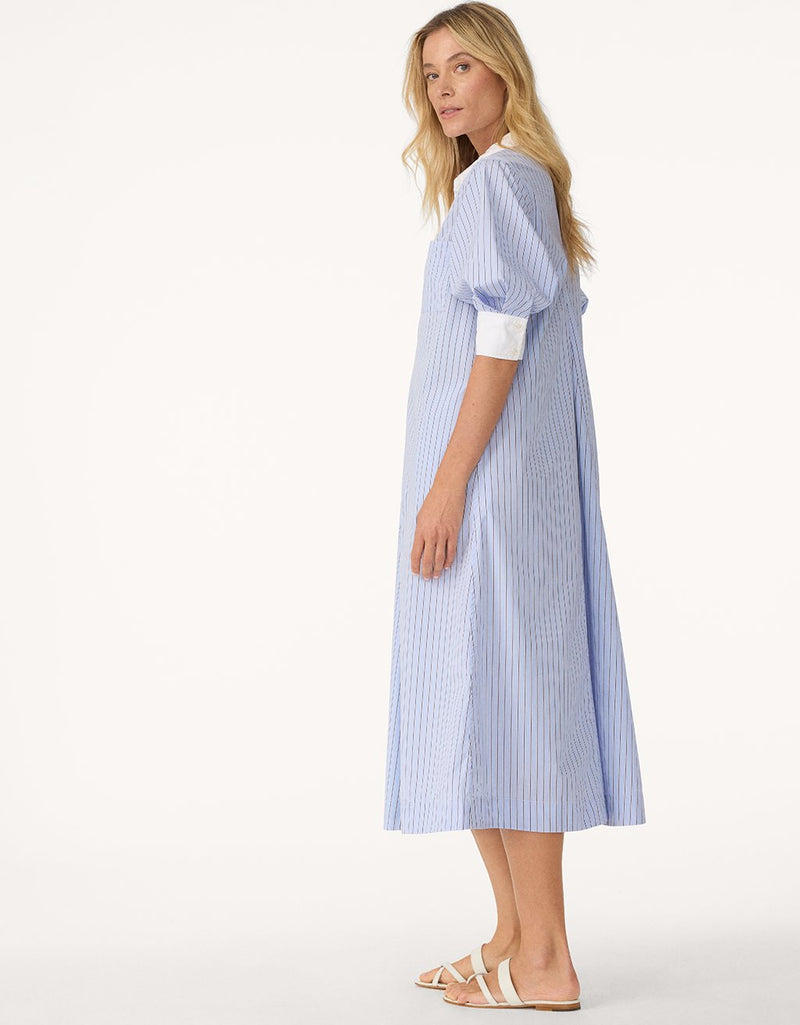 unsubscribed cotton poplin puff sleeve shirt dress