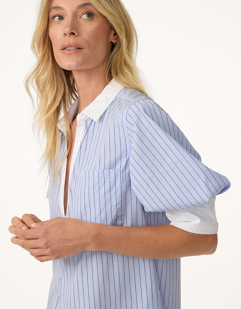 unsubscribed cotton poplin puff sleeve shirt dress