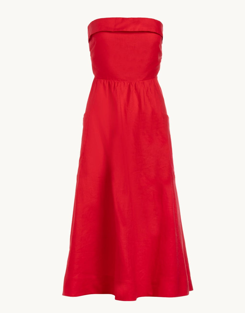 unsubscribed strapless linen dress
