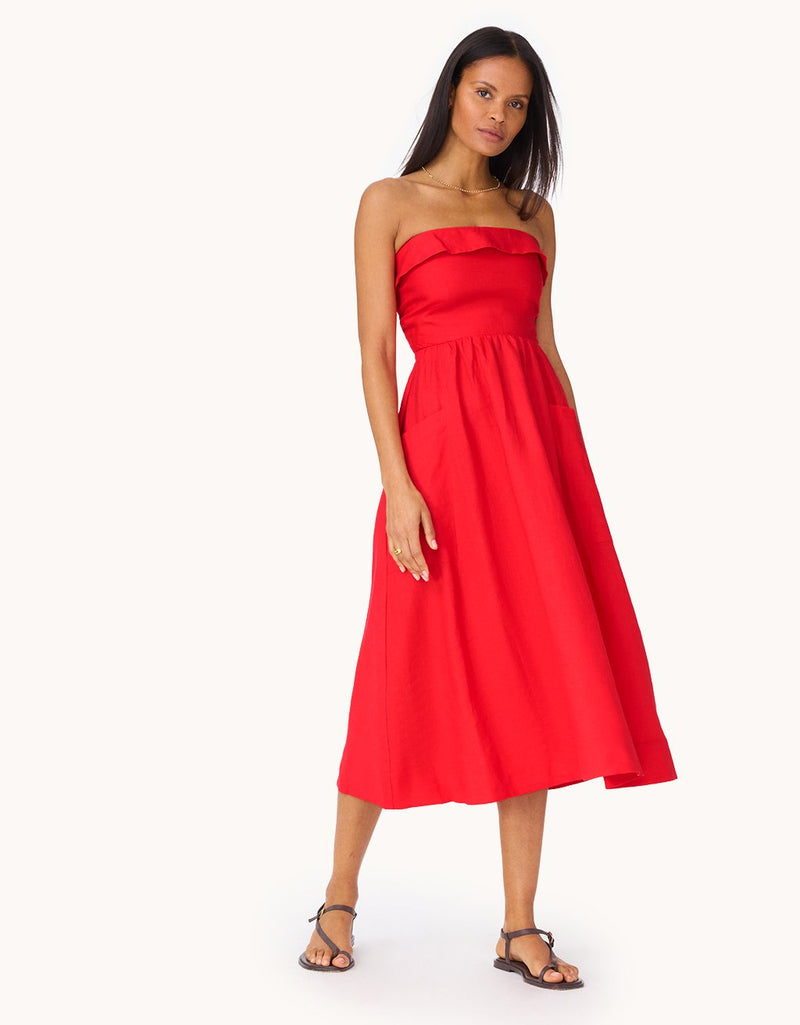 unsubscribed strapless linen dress
