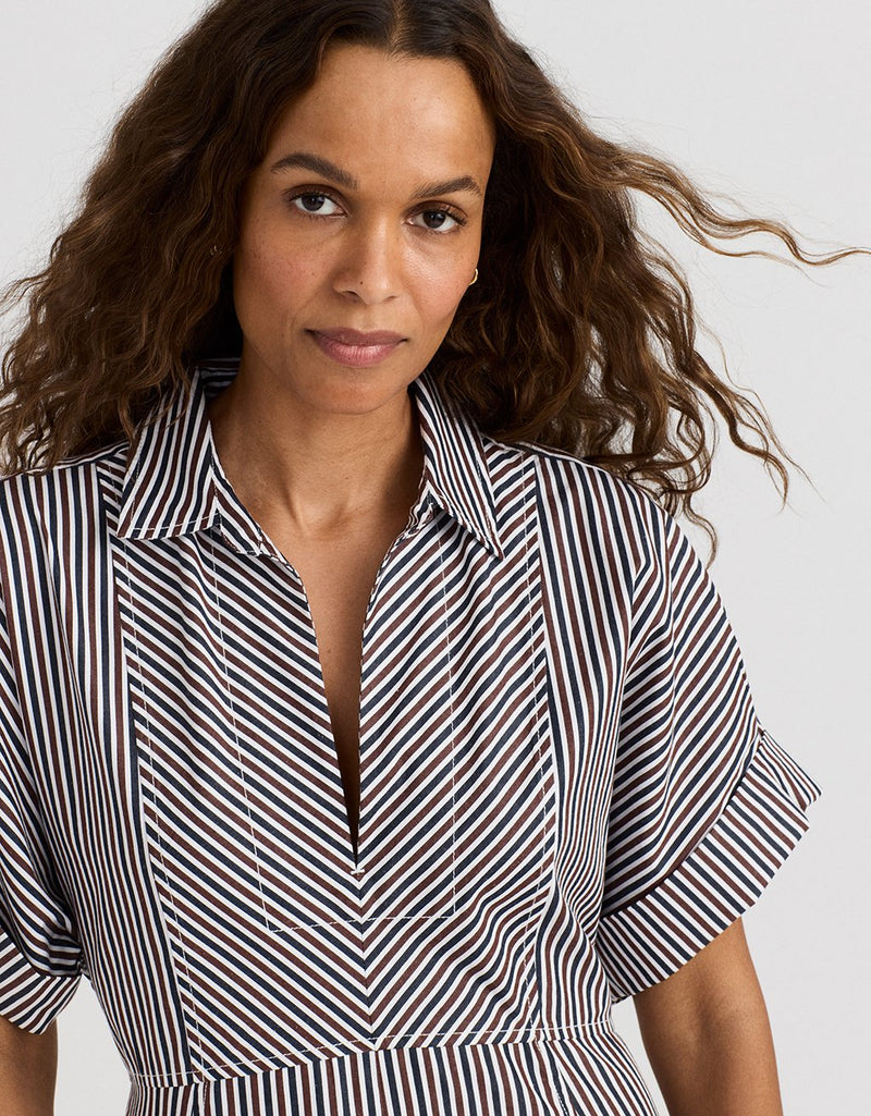 Unsubscribed Pleated Sateen Shirtdress