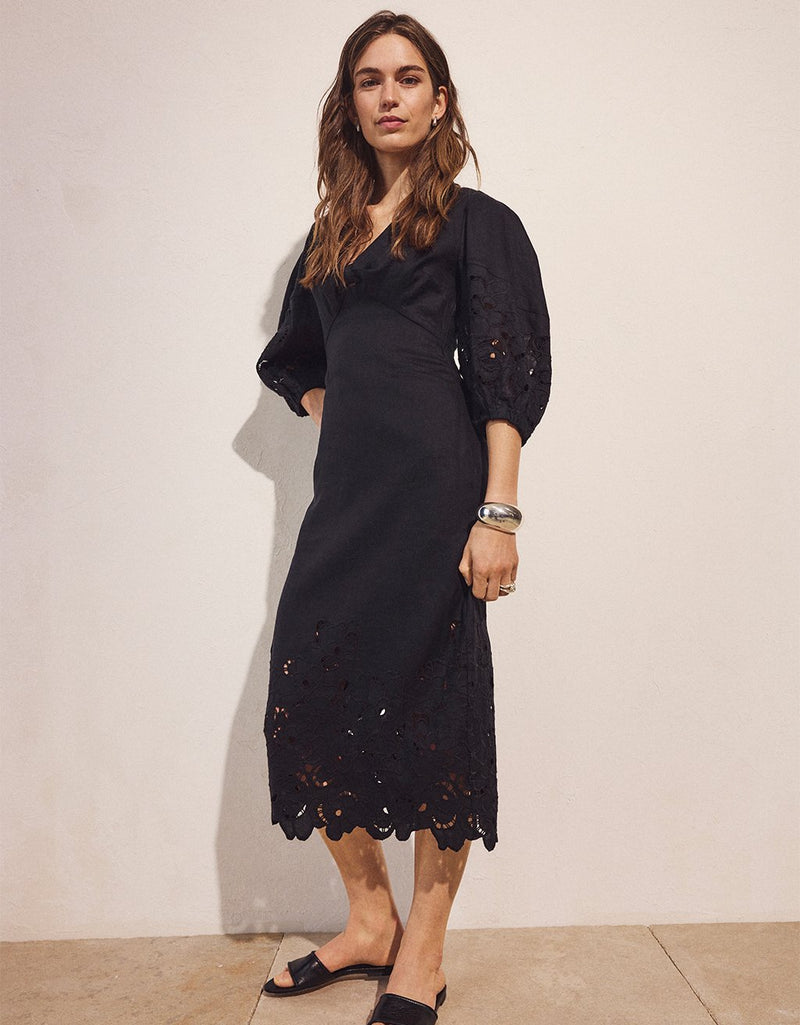 Unsubscribed Embroidered Linen Dress