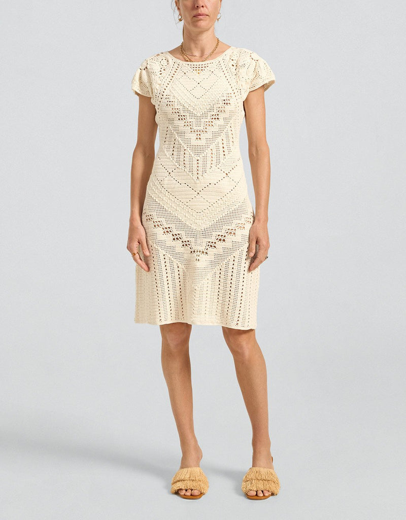 Ilio Nema Oracle Cream Crochet Dress